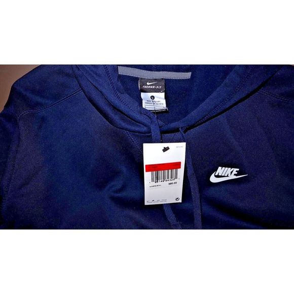 Nike DX6945 419 Men's Sz L College Navy Therma-Fit Fleece Pullover Hoodie $80 - Picture 4 of 6